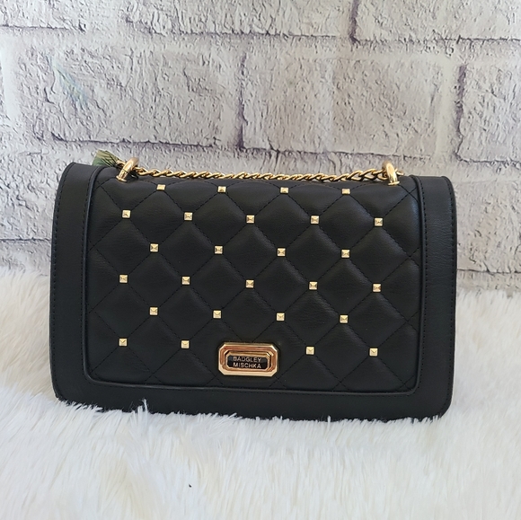Badgley Mischka Bags Badgley Mischka Quilted Studded Black And Gold
